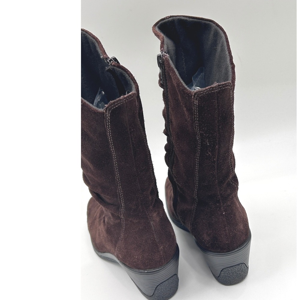 GH Bass Ganelle Brown Suede Wedge Mid Calf Boots Women's Size 8M Heritage Style - Picture 6 of 10